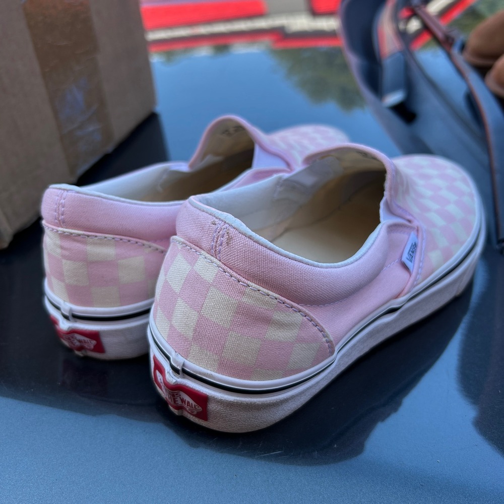 Vans Classic Slip-On Pink Checkerboard Sneakers Mens 7.5 Womens 9 - Picture 3 of 8